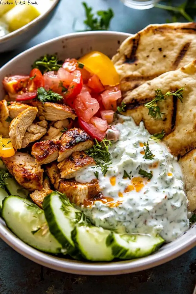 Chicken Tzatziki Bowls. 4 Chicken Tzatziki Bowls.
