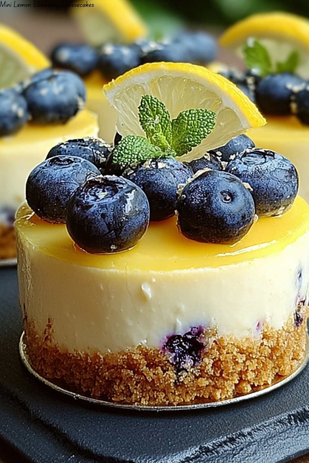 Mini Lemon Blueberry Cheesecakes