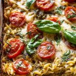 Easiest One Pan Caprese Pesto Orzo Bake. 5 Easiest One Pan Caprese Pesto Orzo Bake.