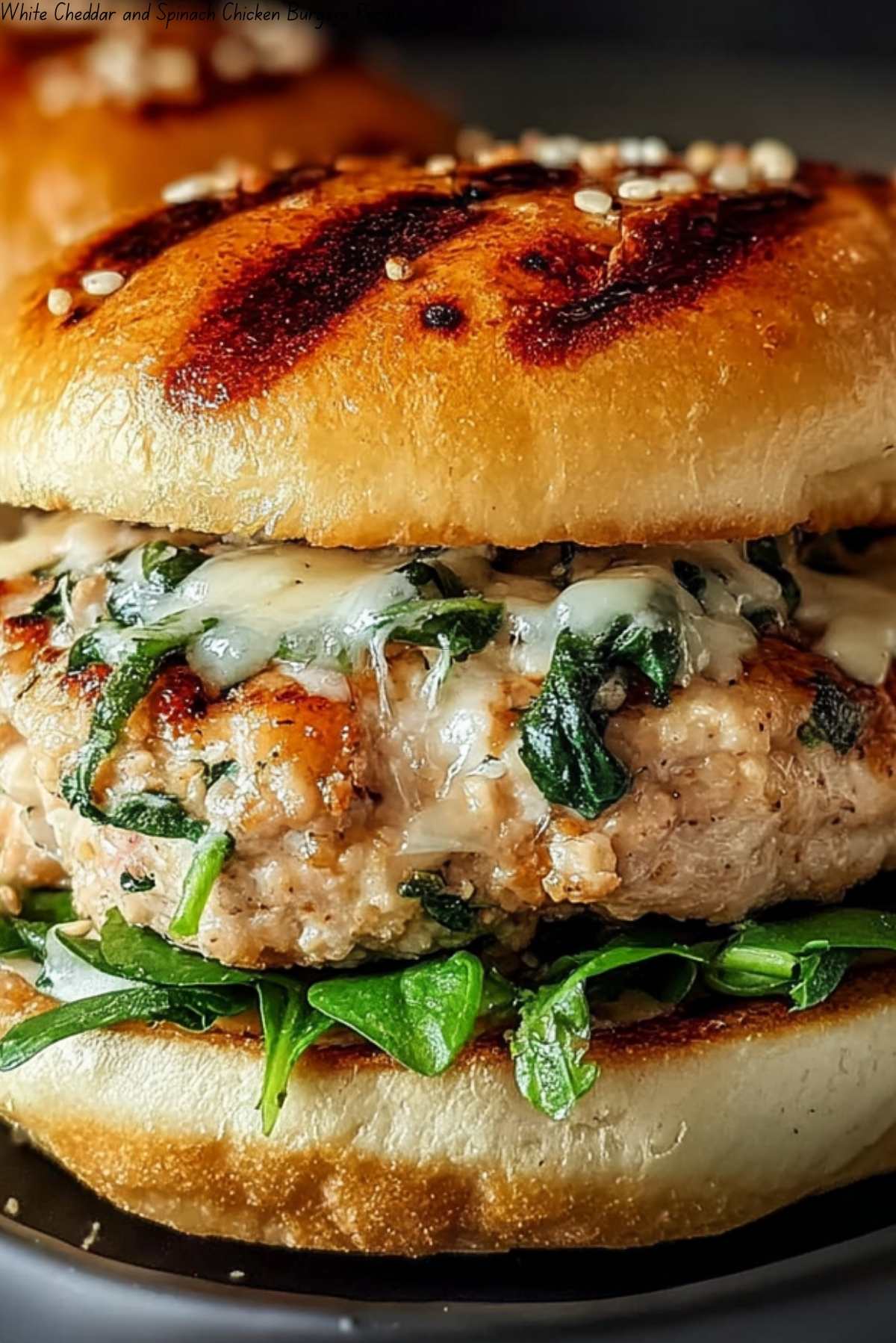 White Cheddar and Spinach Chicken Burgers Recipe
