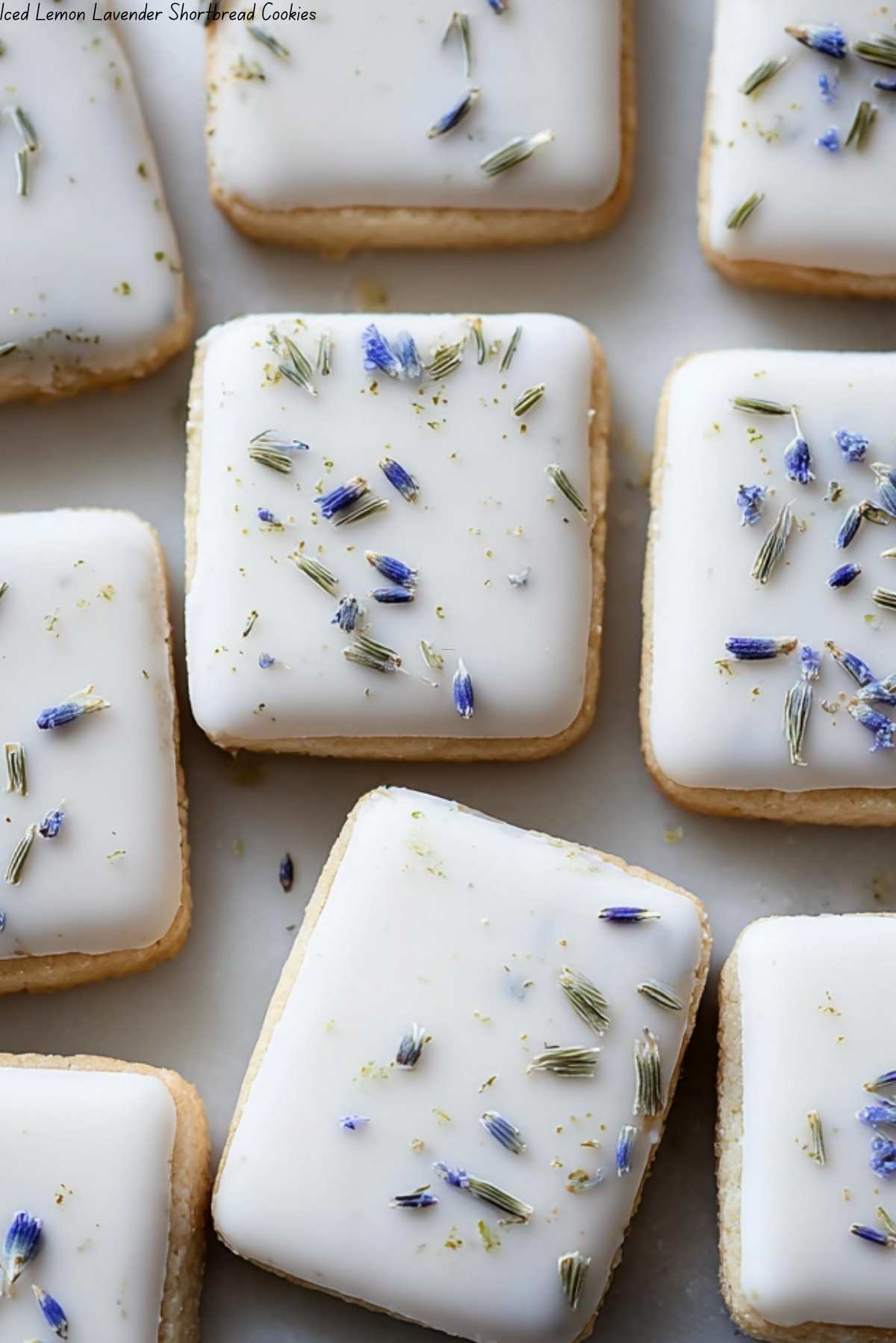 Iced Lemon Lavender Shortbread Cookies