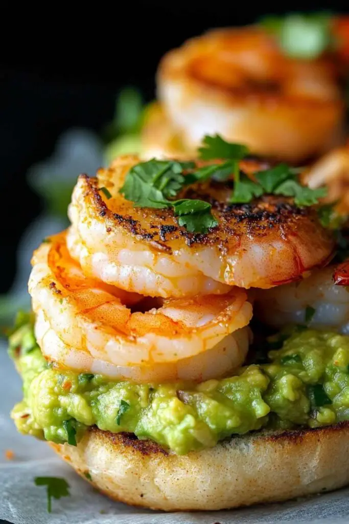 Shrimp Burgers with Cilantro and Guacamole 4 Shrimp Burgers with Cilantro and Guacamole