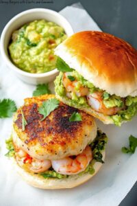 Shrimp Burgers with Cilantro and Guacamole