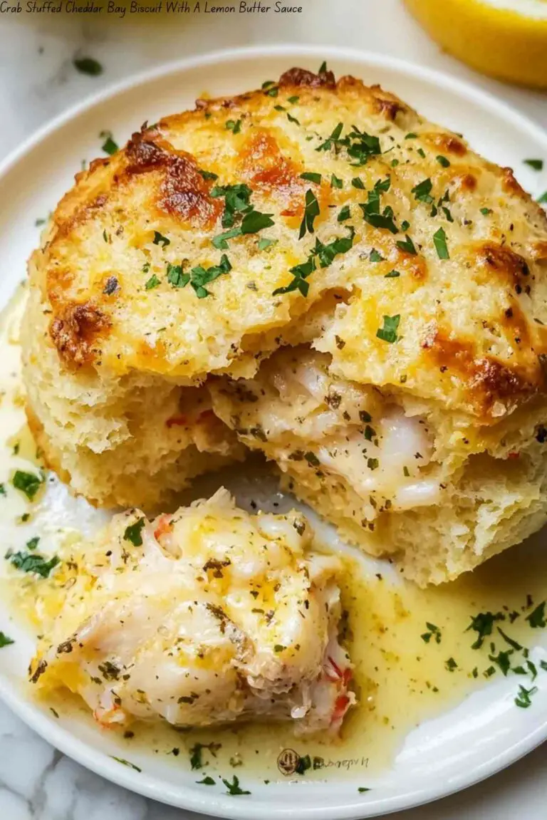Crab Stuffed Cheddar Bay Biscuit With A Lemon Butter Sauce