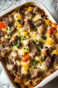 PHILLY CHEESE STEAK CASSEROLE