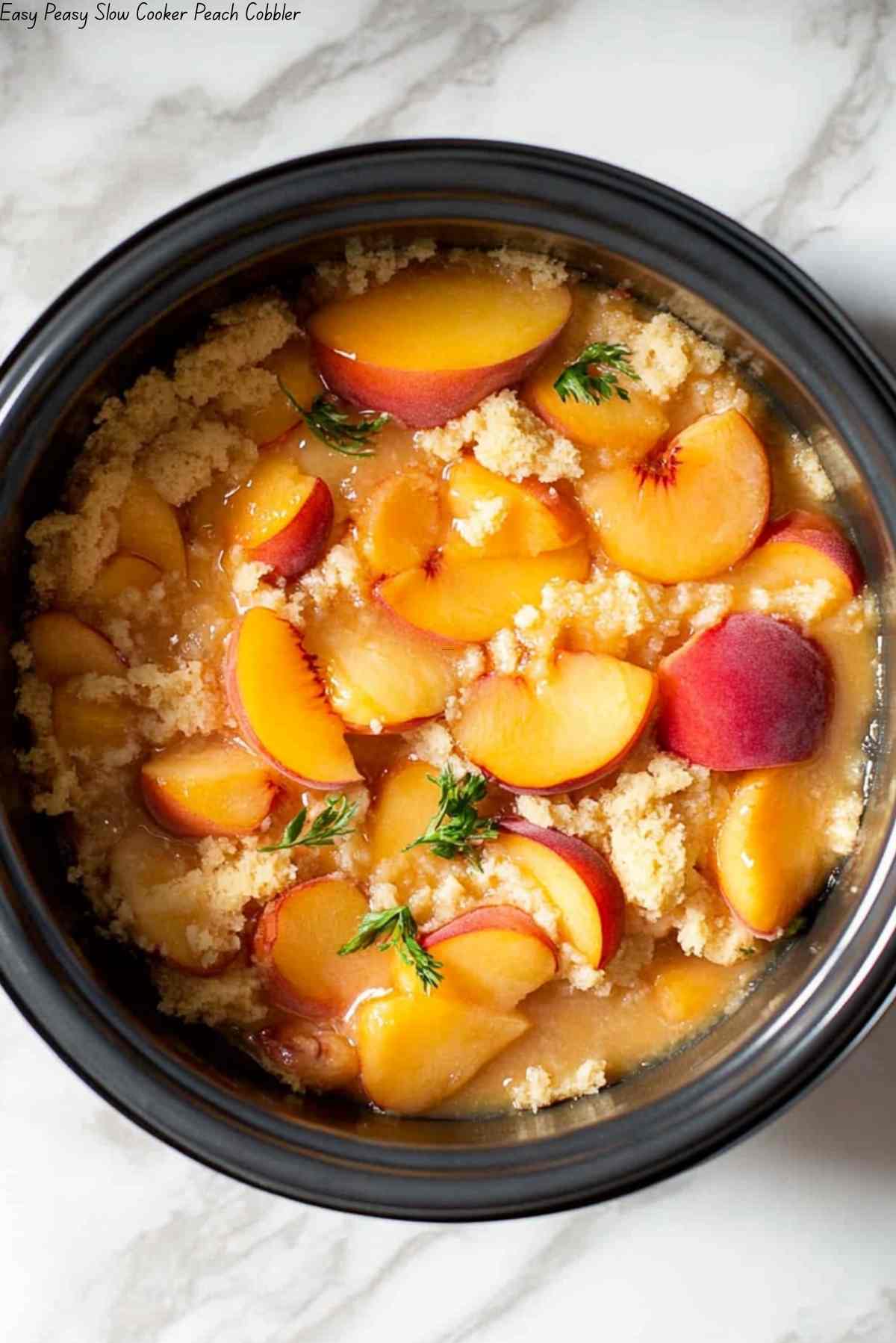 Easy Peasy Slow Cooker Peach Cobbler