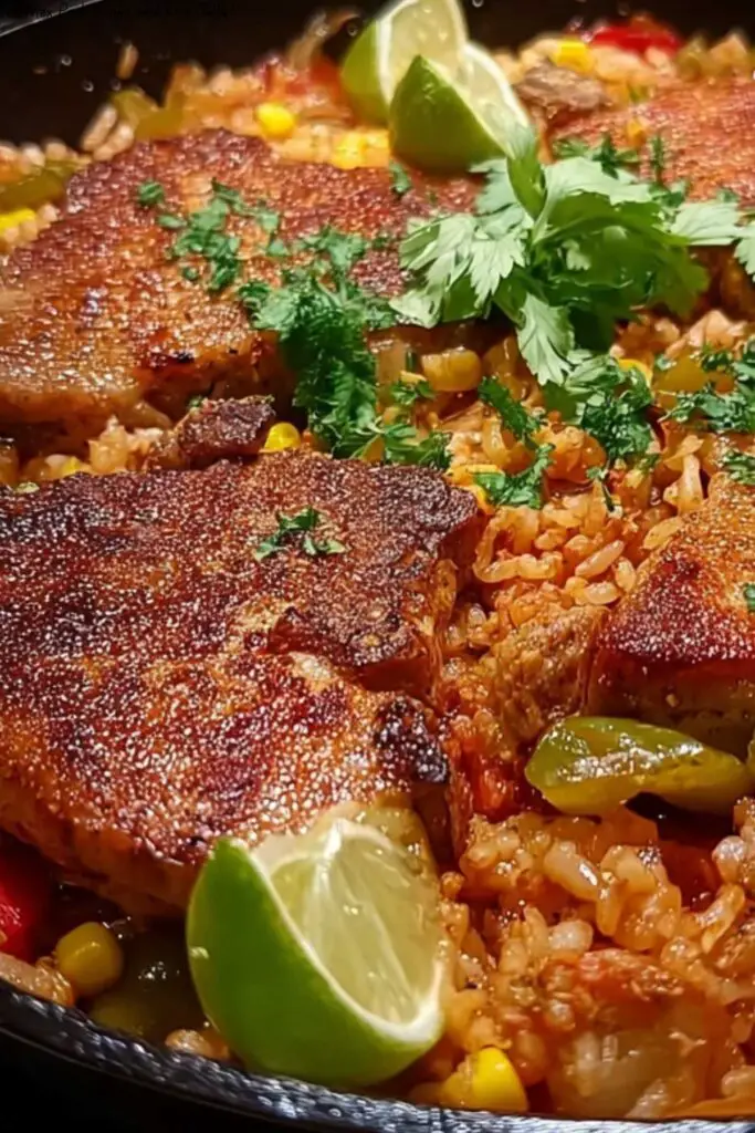 Tex-Mex Pork Chops and Rice Skillet 4 Tex-Mex Pork Chops and Rice Skillet