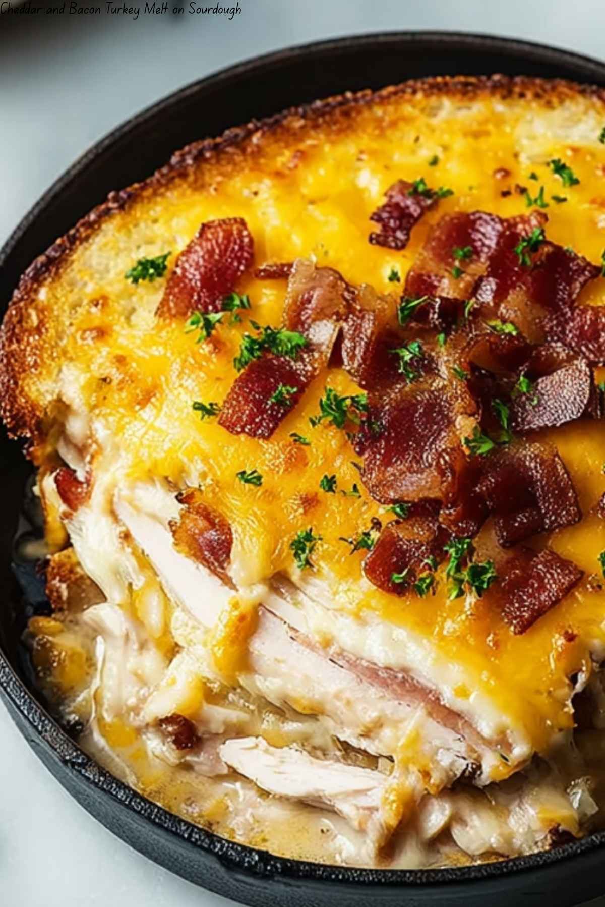 Cheddar and Bacon Turkey Melt on Sourdough
