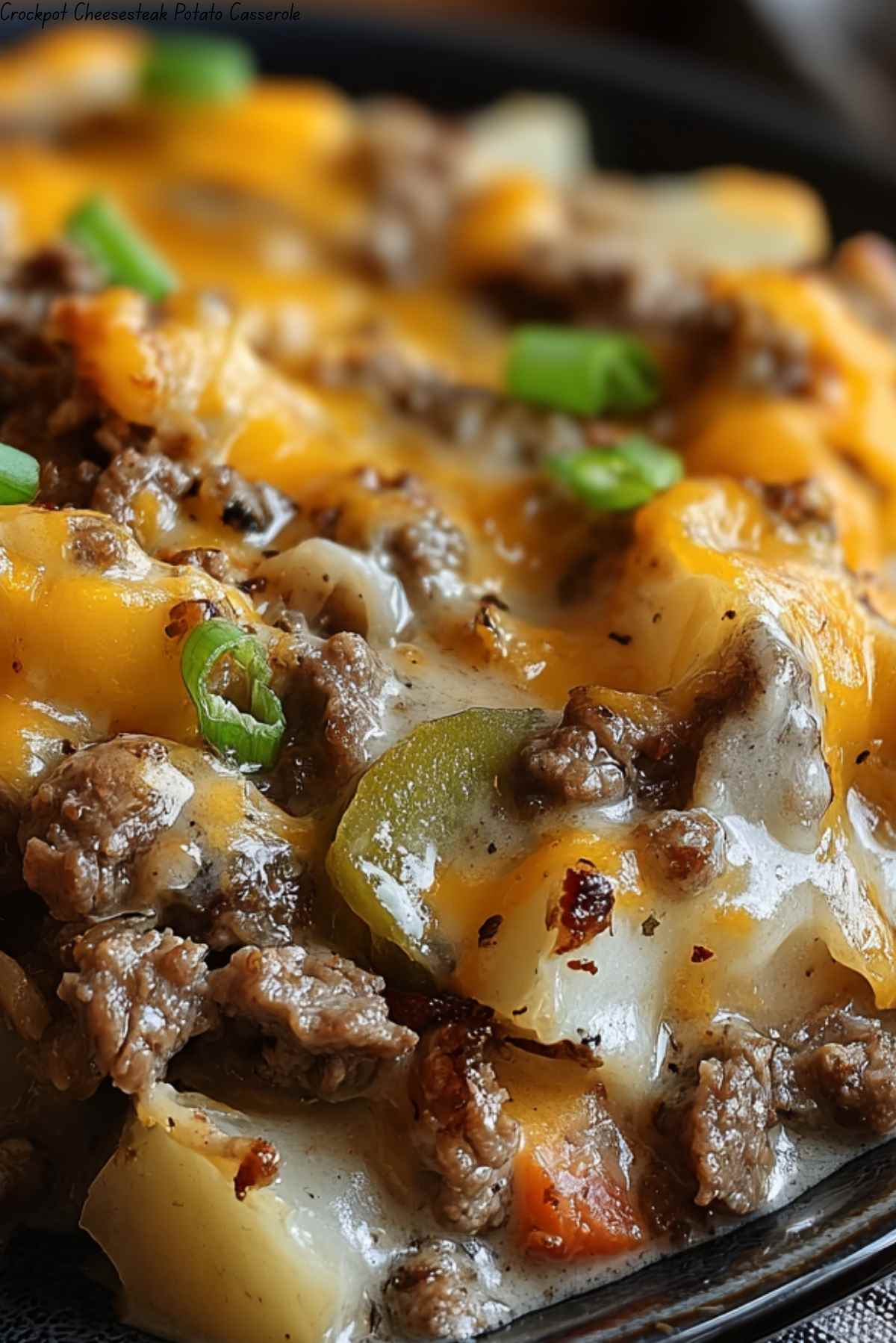 Crockpot Cheesesteak Potato Casserole