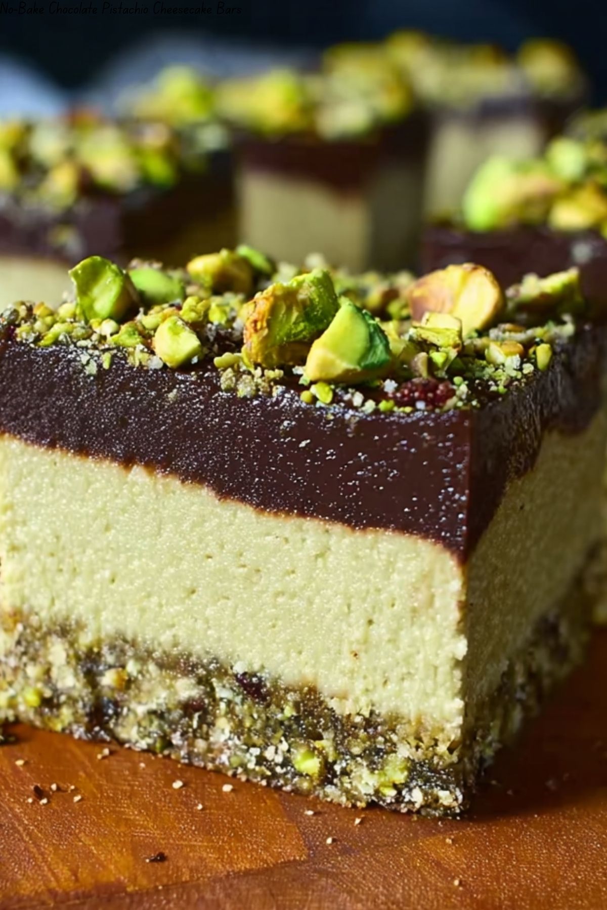 No-Bake Chocolate Pistachio Cheesecake Bars