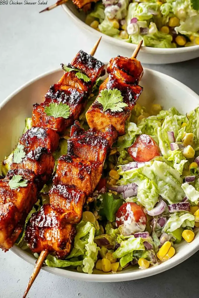 BBQ Chicken Skewer Salad 4 BBQ Chicken Skewer Salad