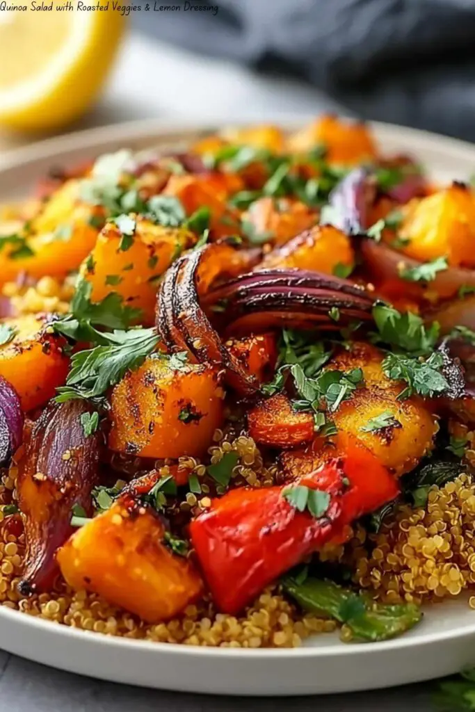 Quinoa Salad with Roasted Veggies & Lemon Dressing 4 Quinoa Salad with Roasted Veggies & Lemon Dressing