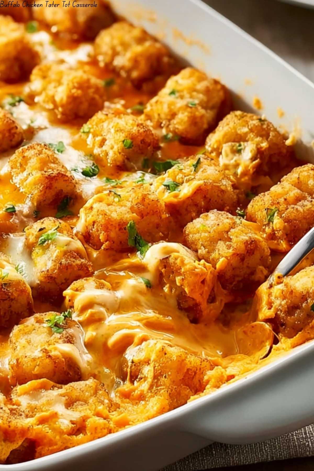 Buffalo Chicken Tater Tot Casserole