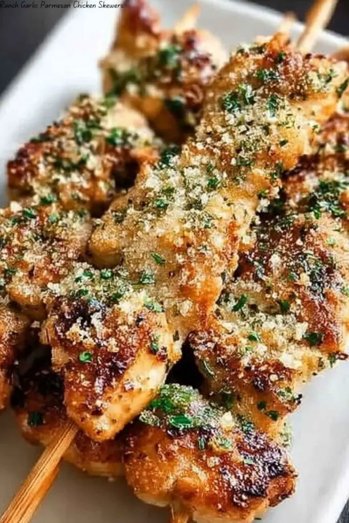 Ranch Garlic Parmesan Chicken Skewers