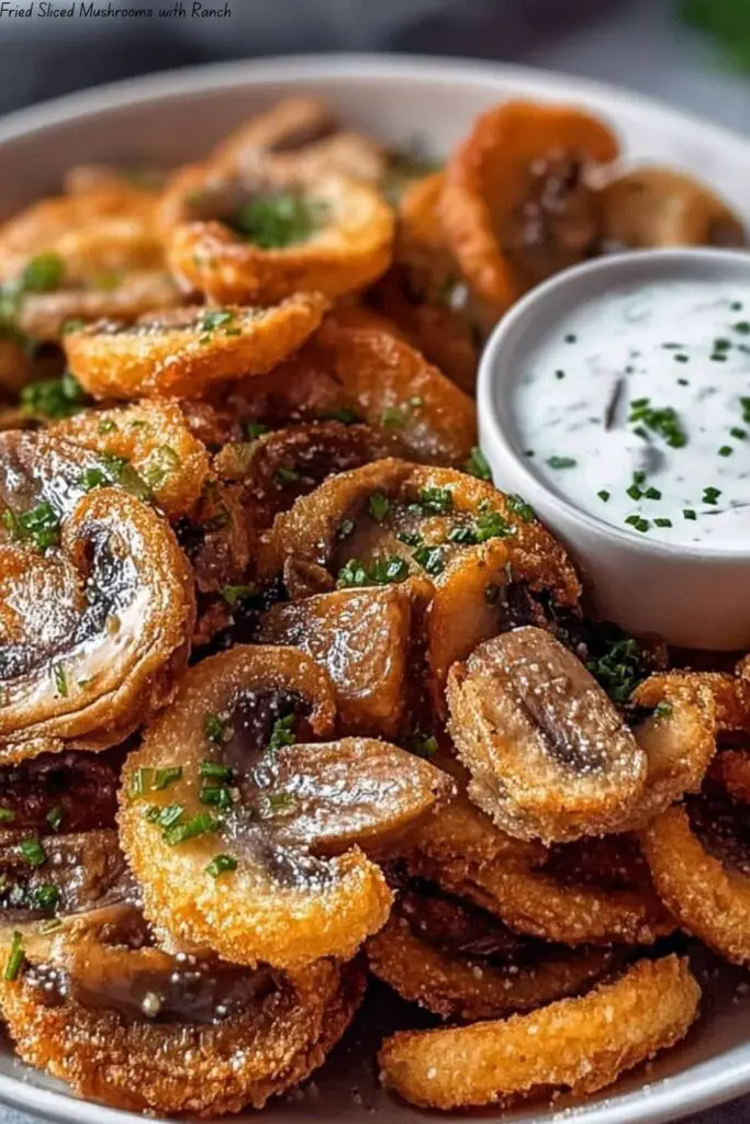 Fried Sliced Mushrooms with Ranch 4 Fried Sliced Mushrooms with Ranch