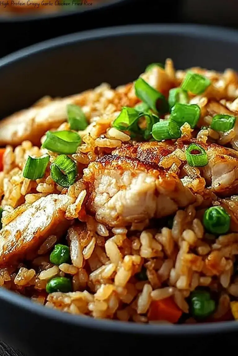 High Protein Crispy Garlic Chicken Fried Rice