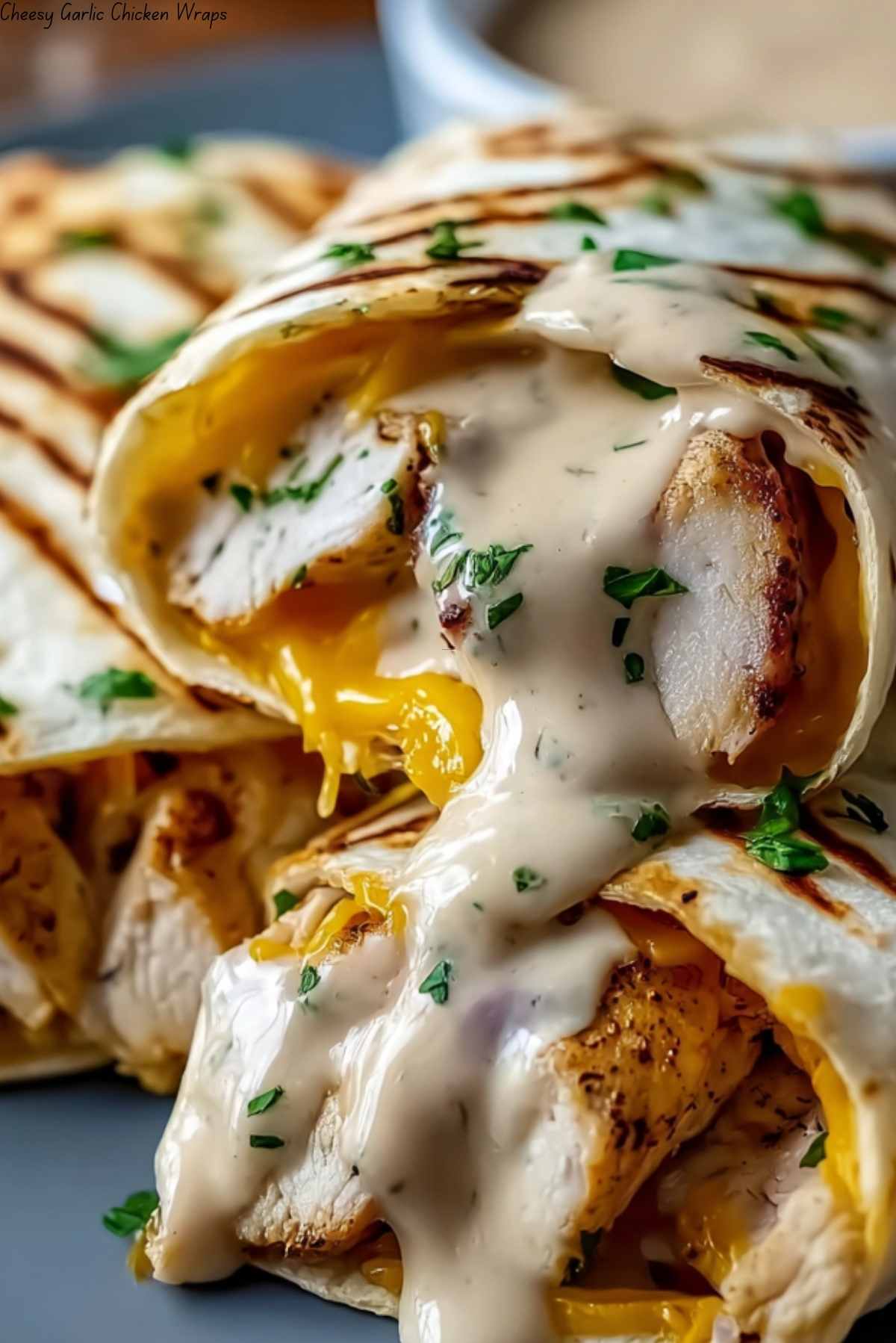 Cheesy Garlic Chicken Wraps