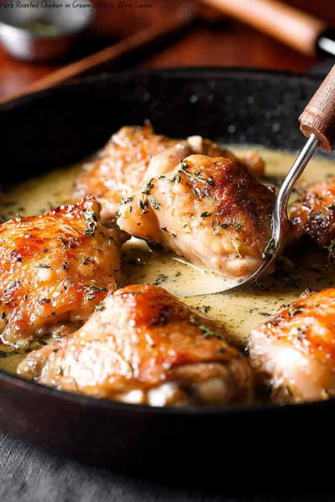 Herb Roasted Chicken in Creamy White Wine Sauce 4 Herb Roasted Chicken in Creamy White Wine Sauce