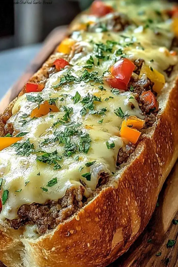 Cheesesteak-Stuffed Garlic Bread 4 Cheesesteak-Stuffed Garlic Bread