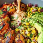 Grilled Shrimp Bowl with Avocado, Corn Salsa & Creamy Sauce 5 Grilled Shrimp Bowl with Avocado, Corn Salsa & Creamy Sauce