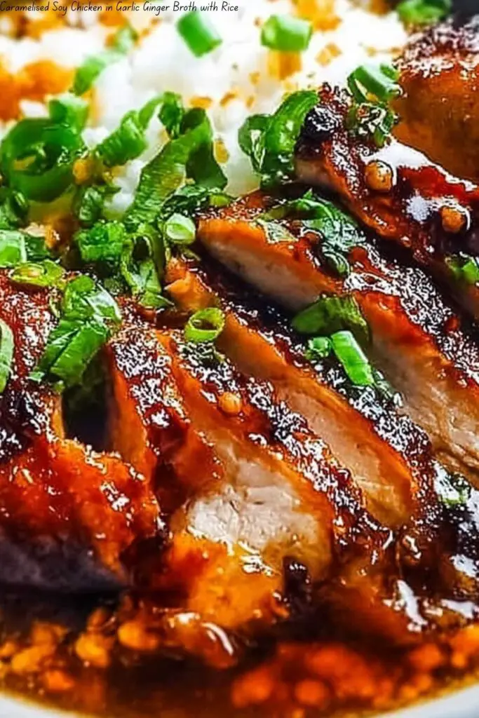 Caramelised Soy Chicken in Garlic Ginger Broth with Rice 4 Caramelised Soy Chicken in Garlic Ginger Broth with Rice