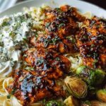 Hot Honey Balsamic Chicken Alfredo with Whipped Feta & Crispy Brussels Chips 5 Hot Honey Balsamic Chicken Alfredo with Whipped Feta & Crispy Brussels Chips