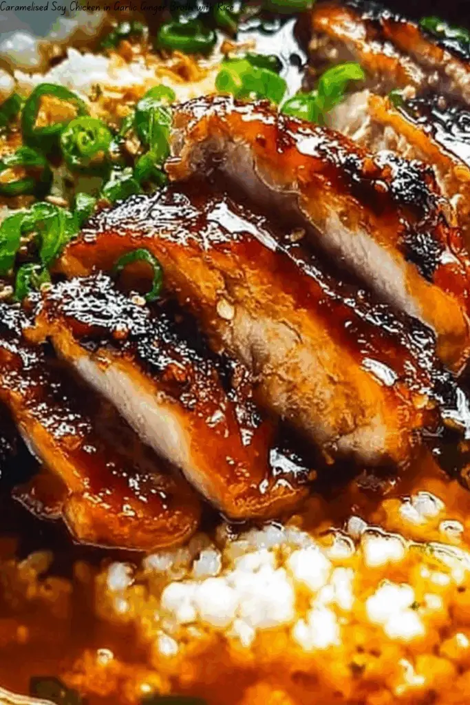 Caramelised Soy Chicken in Garlic Ginger Broth with Rice 4 Caramelised Soy Chicken in Garlic Ginger Broth with Rice