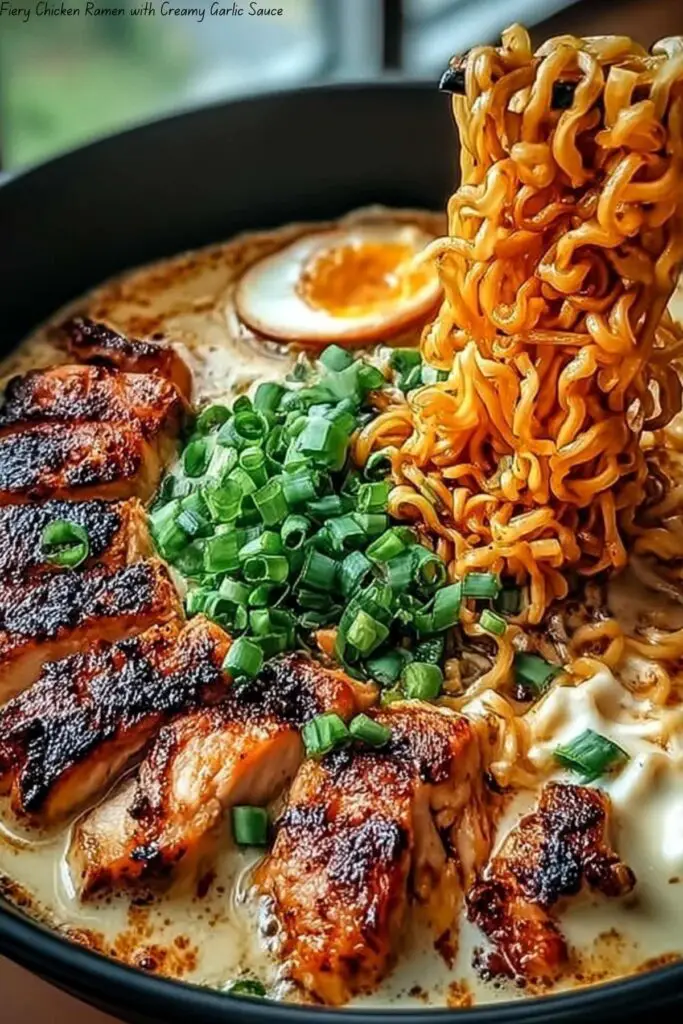 Fiery Chicken Ramen with Creamy Garlic Sauce 4 Fiery Chicken Ramen with Creamy Garlic Sauce