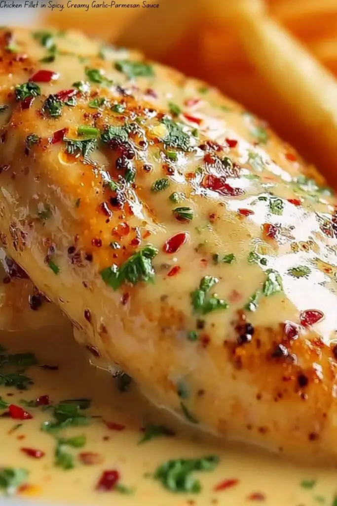 Chicken Fillet in Spicy, Creamy Garlic-Parmesan Sauce 4 Chicken Fillet in Spicy, Creamy Garlic-Parmesan Sauce