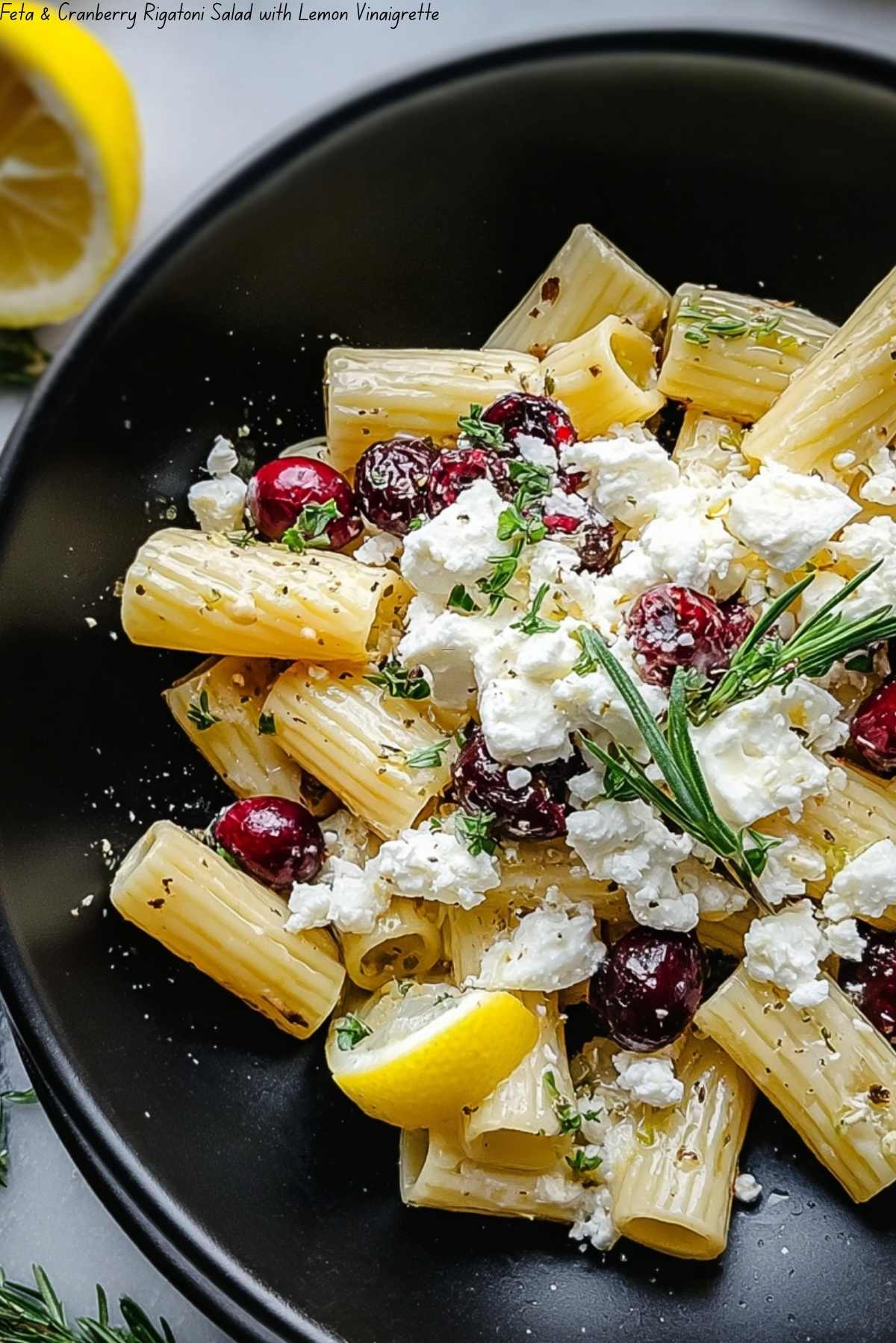 Feta & Cranberry Rigatoni Salad with Lemon Vinaigrette