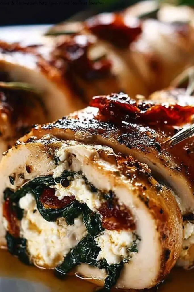 Rolled Up Chicken with Feta, Spinach, and Sun-Dried Tomatoes