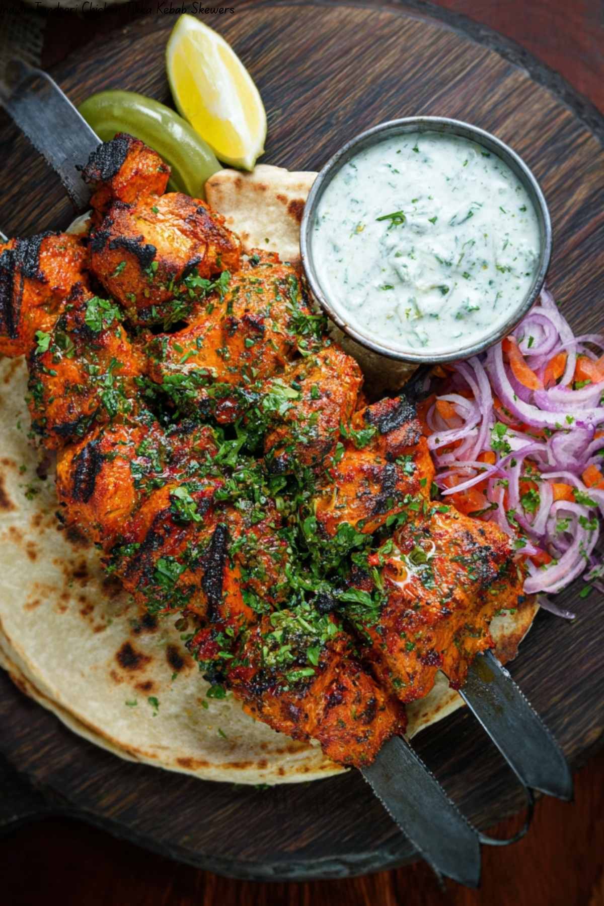 Indian Tandoori Chicken Tikka Kebab Skewers