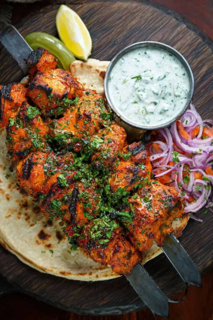 Indian Tandoori Chicken Tikka Kebab Skewers 4 Indian Tandoori Chicken Tikka Kebab Skewers