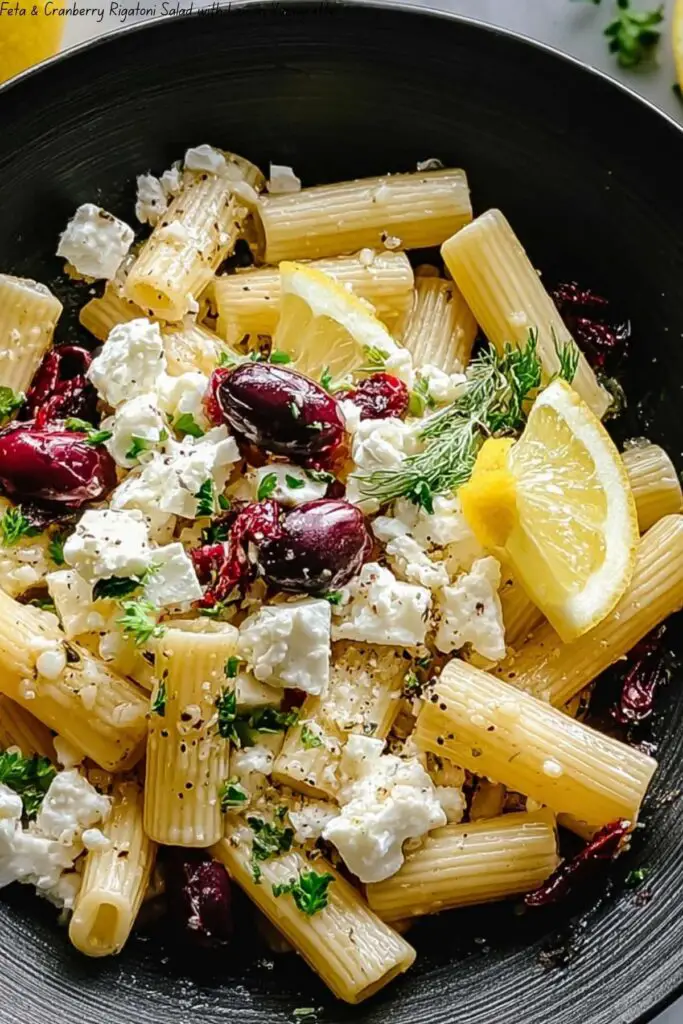 Feta & Cranberry Rigatoni Salad with Lemon Vinaigrette