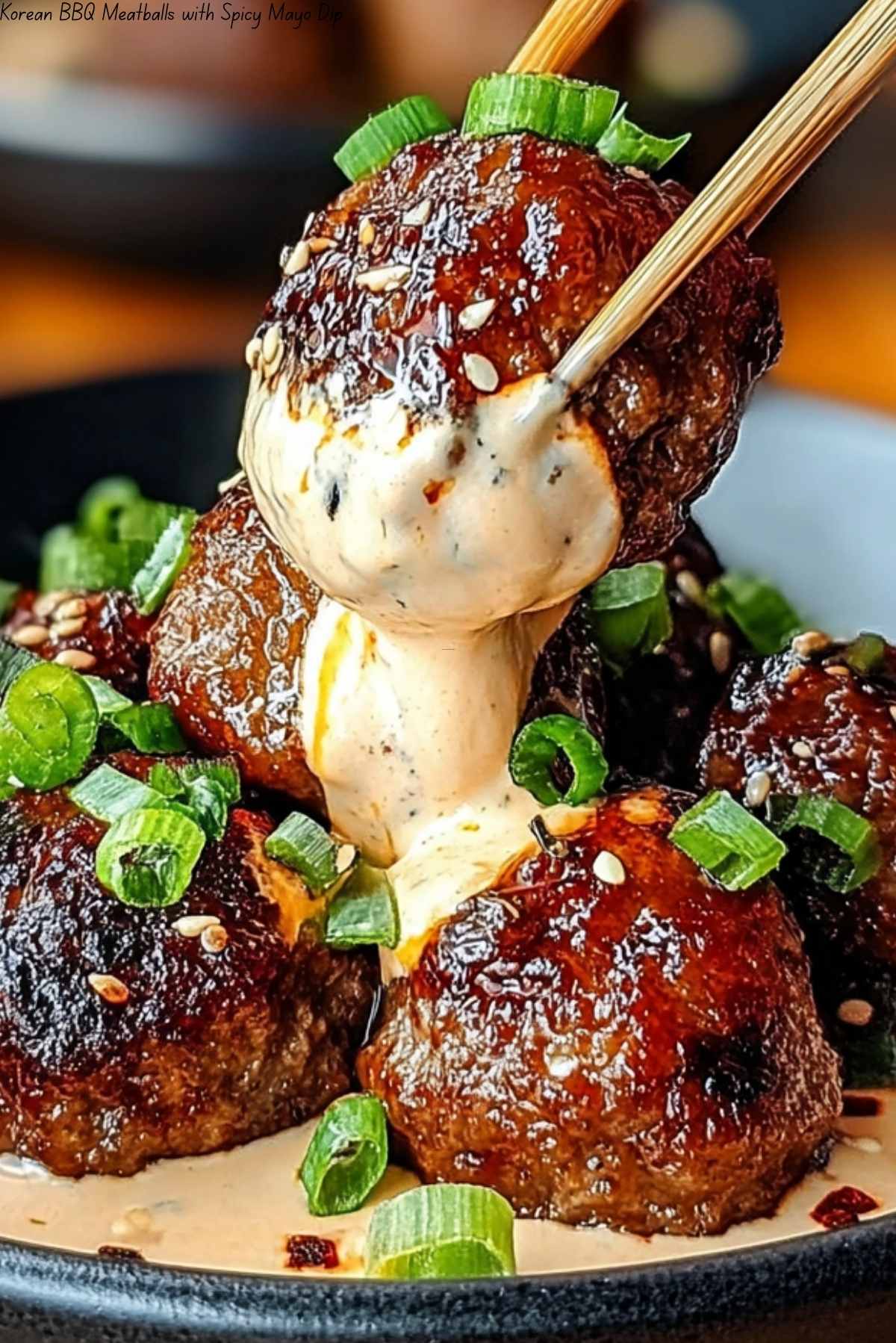 Korean BBQ Meatballs with Spicy Mayo Dip