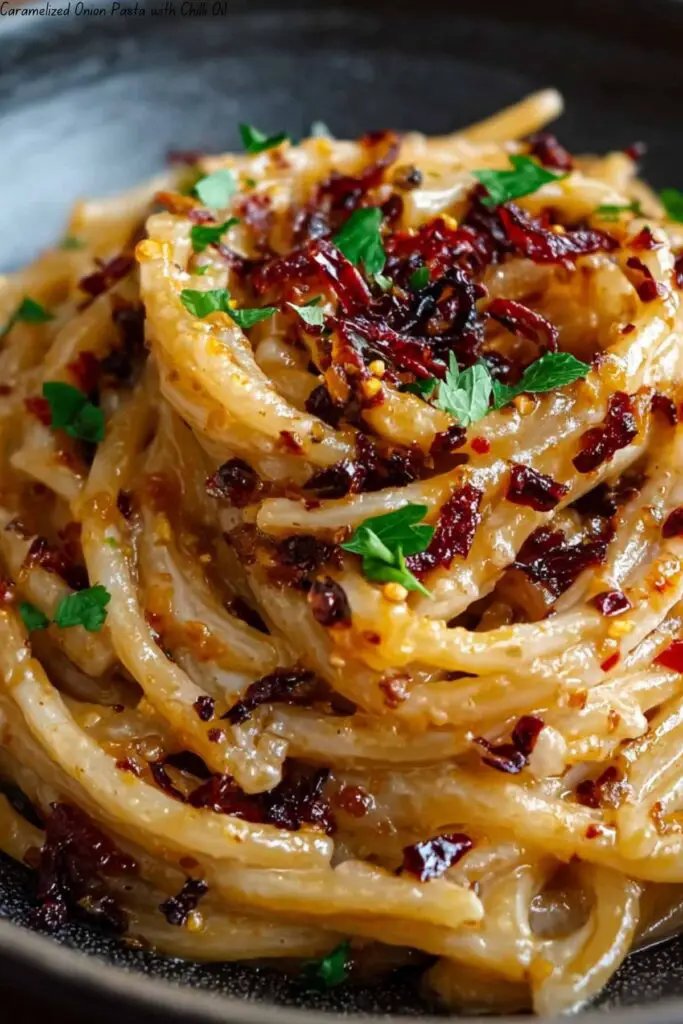 Caramelized Onion Pasta with Chilli Oil 4 Caramelized Onion Pasta with Chilli Oil