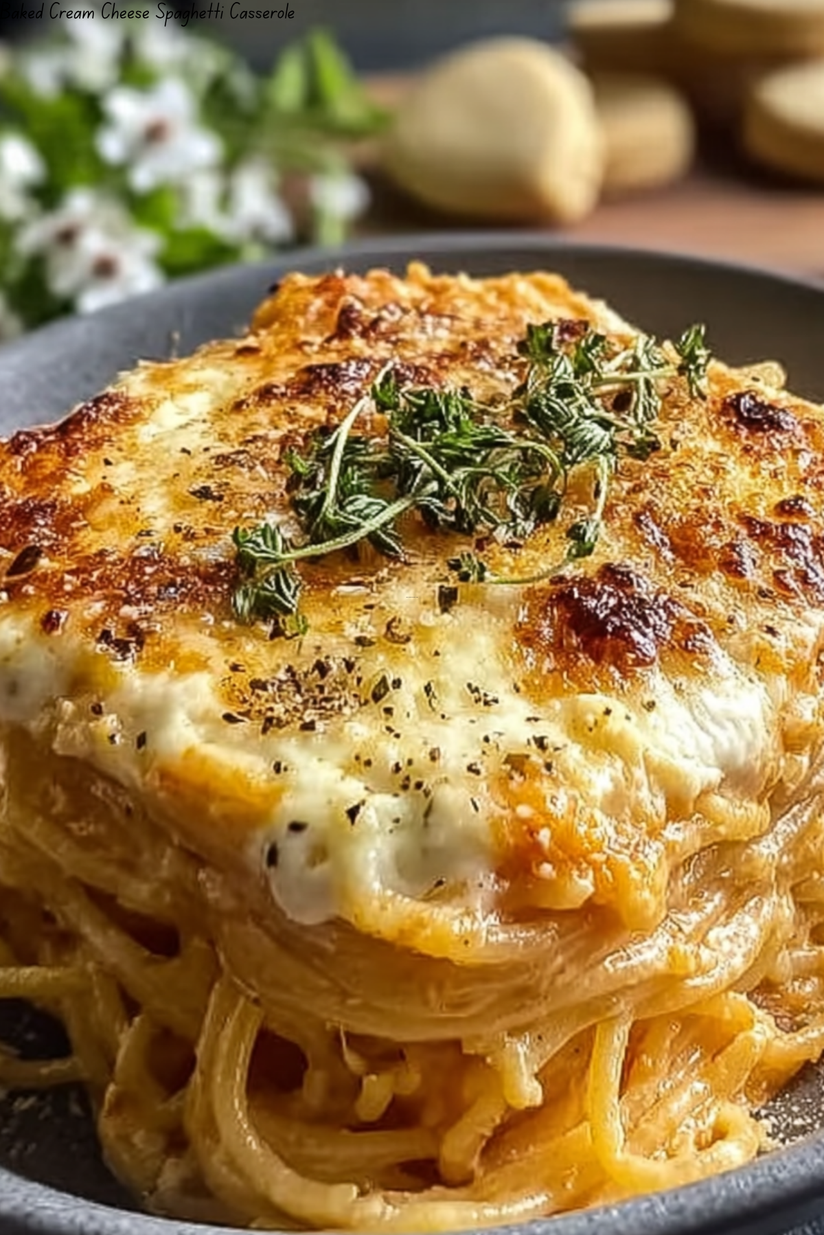 Baked Cream Cheese Spaghetti Casserole