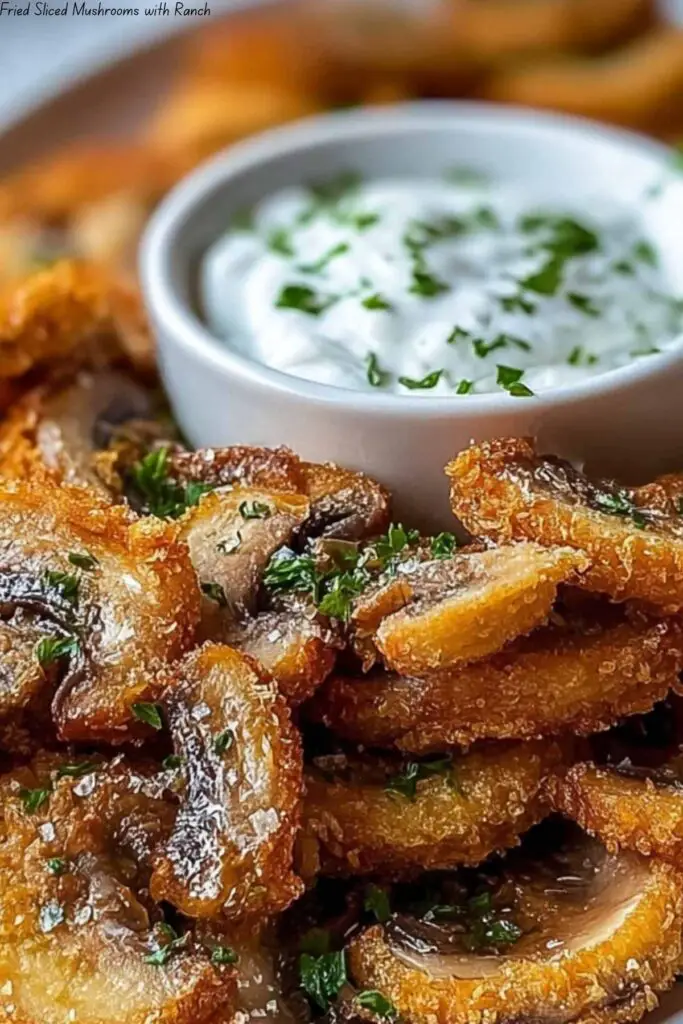 Fried Sliced Mushrooms with Ranch 4 Fried Sliced Mushrooms with Ranch