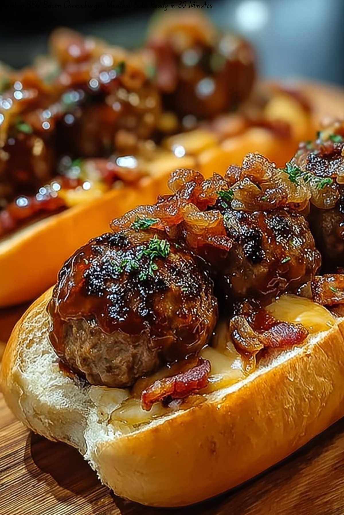 Bourbon BBQ Bacon Cheeseburger Meatball Subs Ready in 30 Minutes