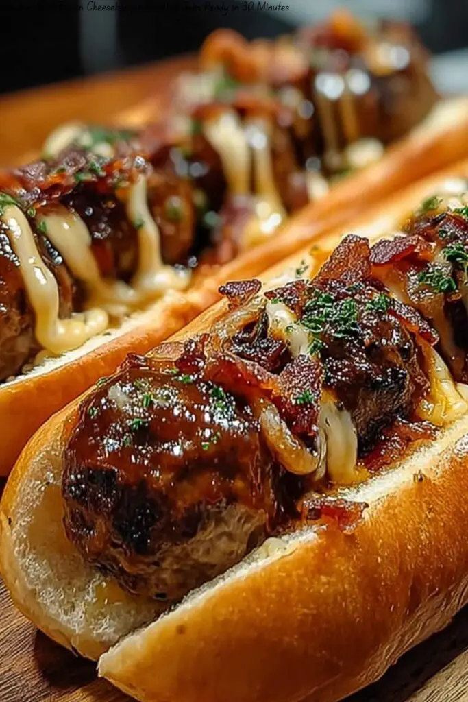 Bourbon BBQ Bacon Cheeseburger Meatball Subs Ready in 30 Minutes 4 Bourbon BBQ Bacon Cheeseburger Meatball Subs Ready in 30 Minutes