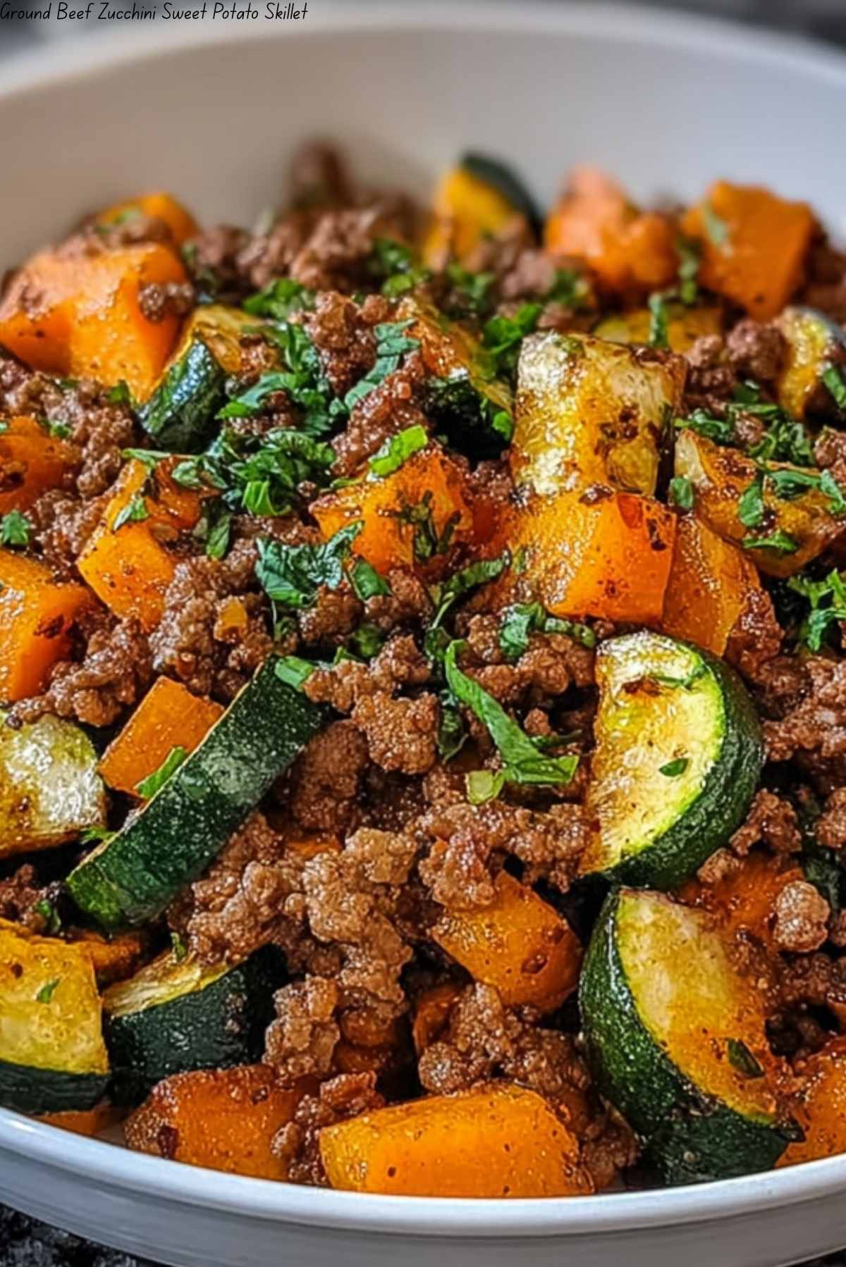 Ground Beef Zucchini Sweet Potato Skillet