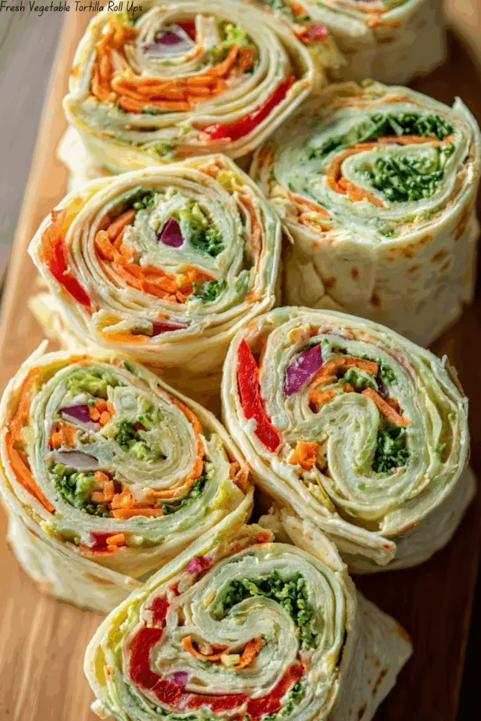 Fresh Vegetable Tortilla Roll Ups 4 Fresh Vegetable Tortilla Roll Ups