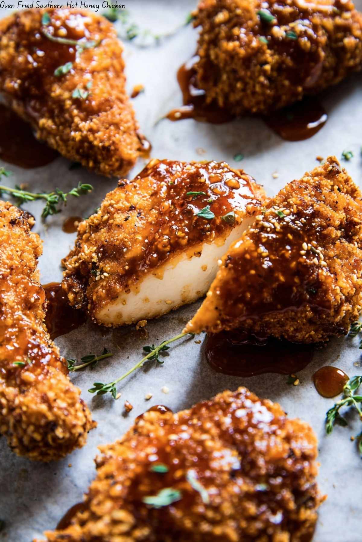 Oven Fried Southern Hot Honey Chicken