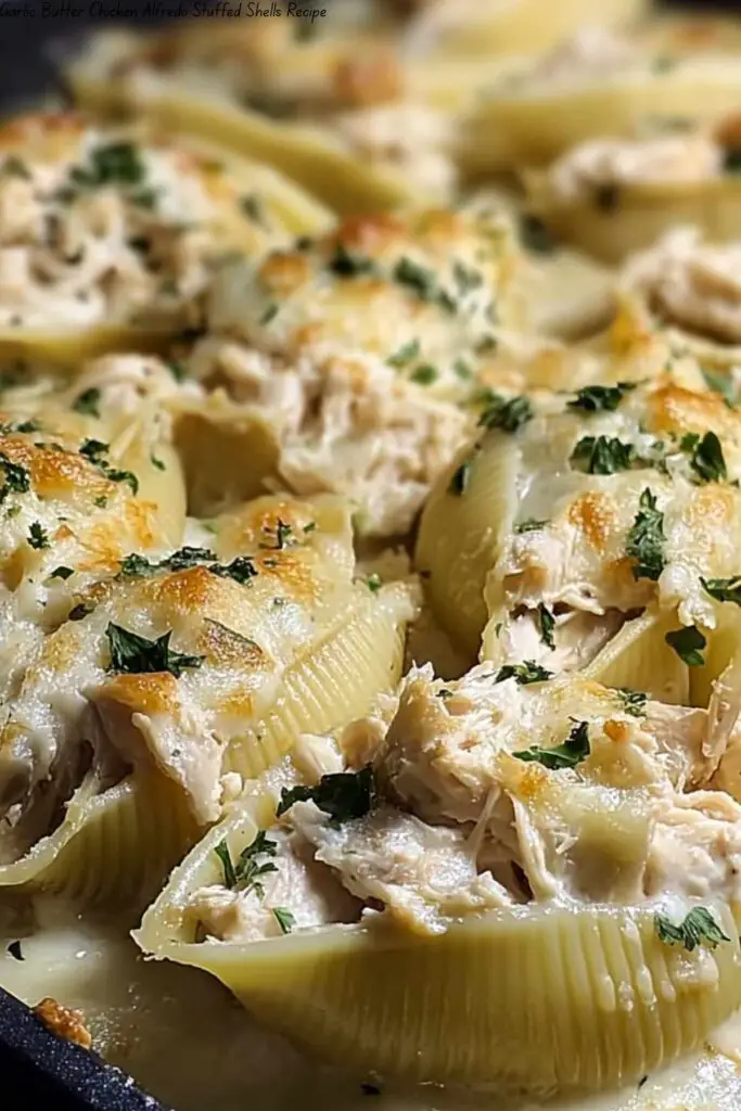 Garlic Butter Chicken Alfredo Stuffed Shells Recipe