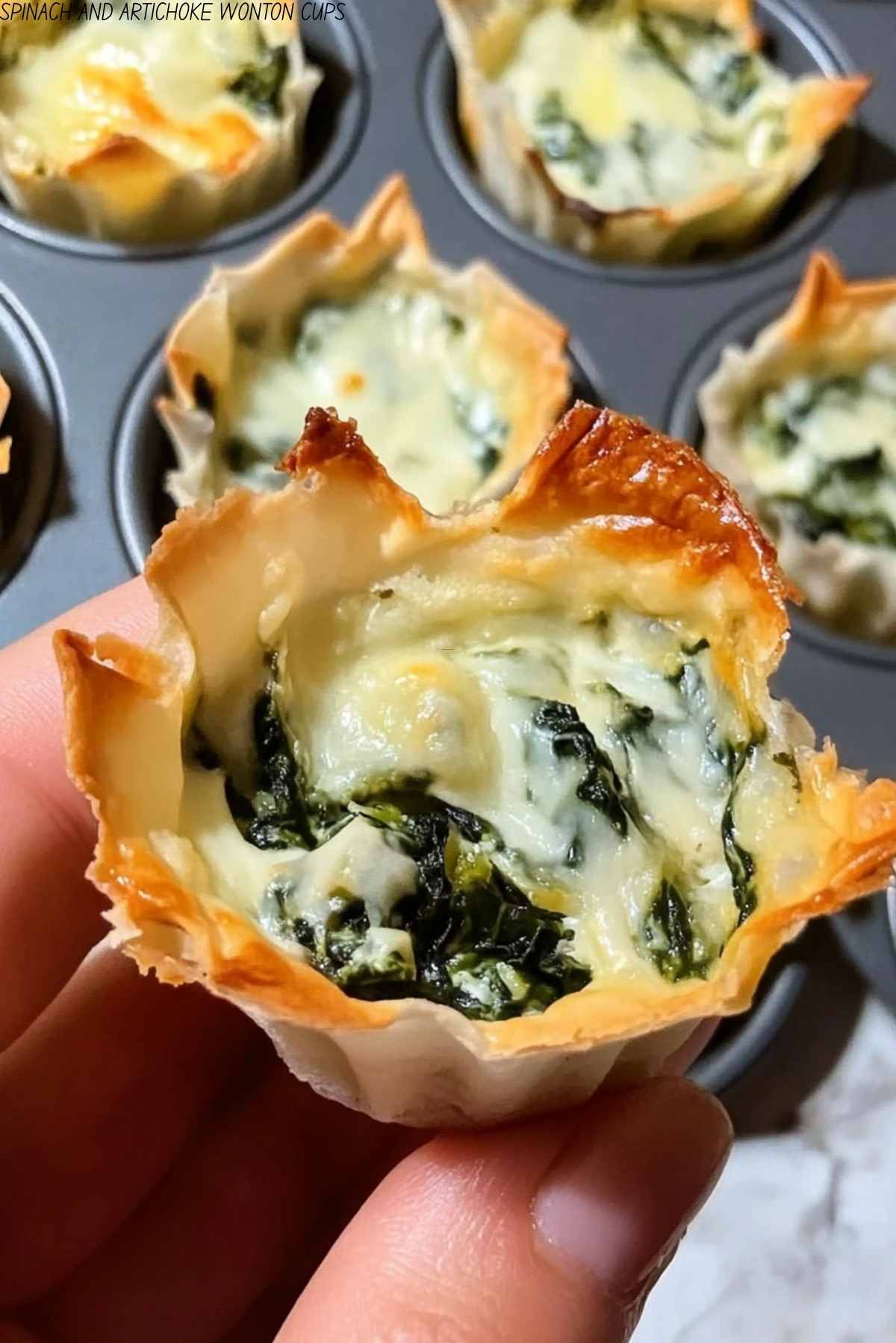 SPINACH AND ARTICHOKE WONTON CUPS