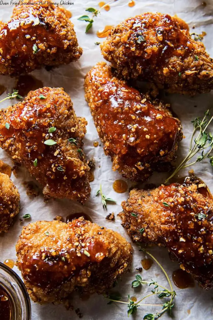 Oven Fried Southern Hot Honey Chicken