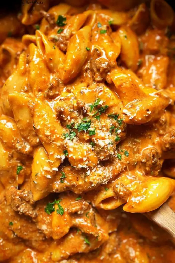 One Pot Creamy Beef Pasta