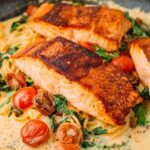 Healthy & Creamy Tuscan Salmon Pasta