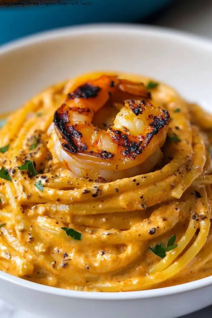 Easy Creamy Shrimp Linguine Recipe (with Garlic)