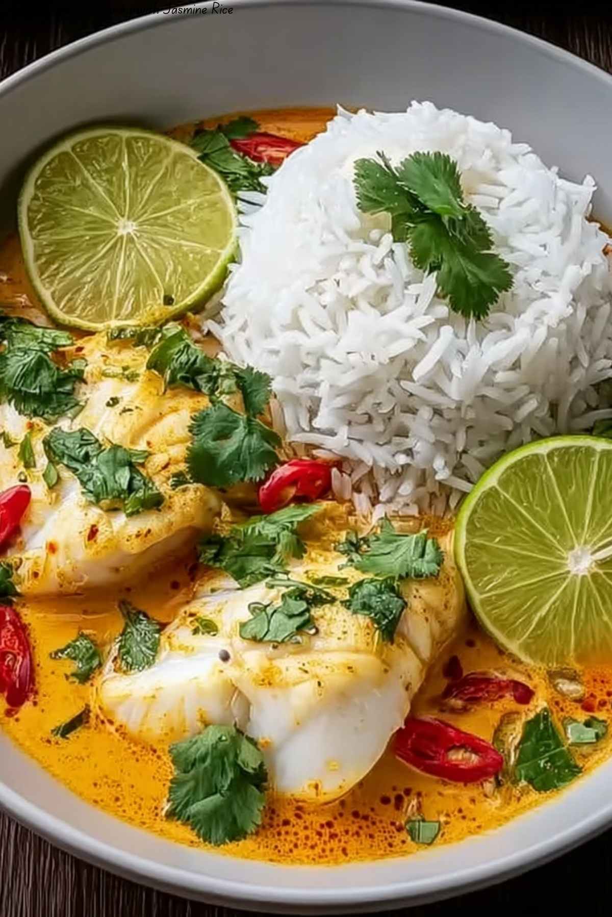 Coconut Lime Fish Curry with Jasmine Rice